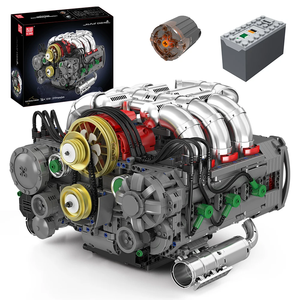 Mould King 10181 Technisches Auto-Motor-Spielzeug Motorisierter Flachmotor Baustein-Set Motorbausatz Kinder Weihnachtsgeschenk