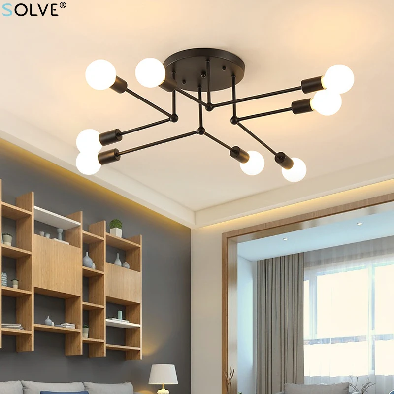 

Simple Nordic 6/8 Heads Chandeliers Creative V-shaped LED Ceiling Light Bedroom Living Room Dining Kitchen Black/gold/white E27