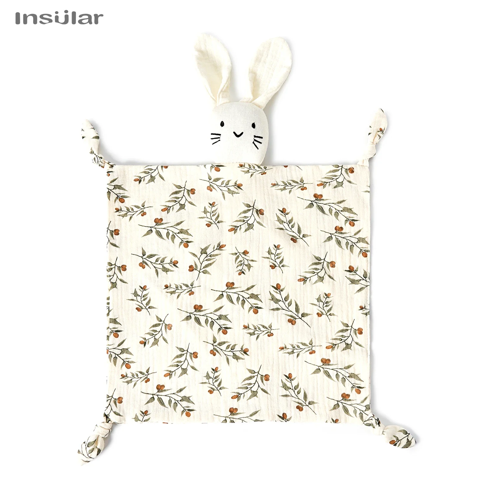 Soft Cotton Muslin Baby Bib Stuffed Rabbit Doll Newborn Appease Towel Security Blanket Baby Sleeping Cuddling Towel Facecloth