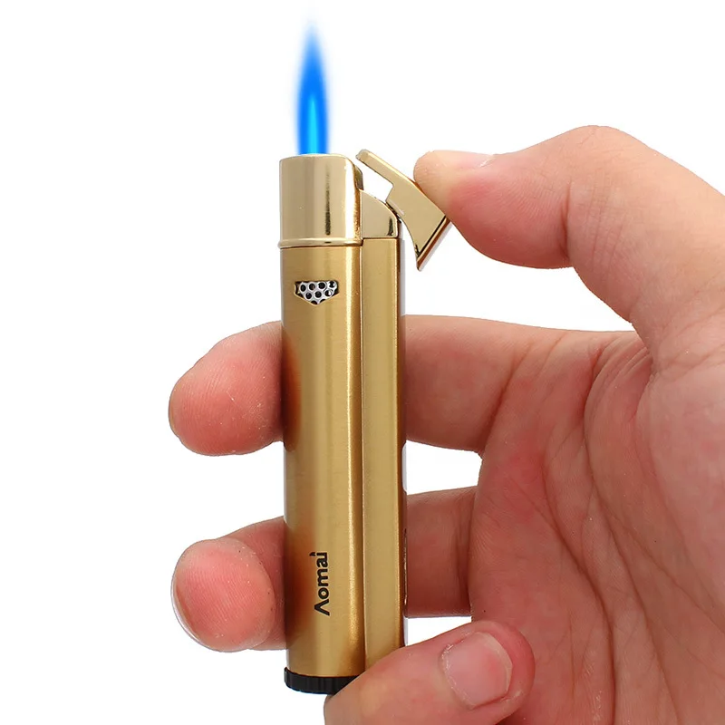 New Cigar Lighter Jet Flame Butane Gas Torch Lighter With Punch Metal Windproof Cigarette Lighter Cigar gadget For Gift