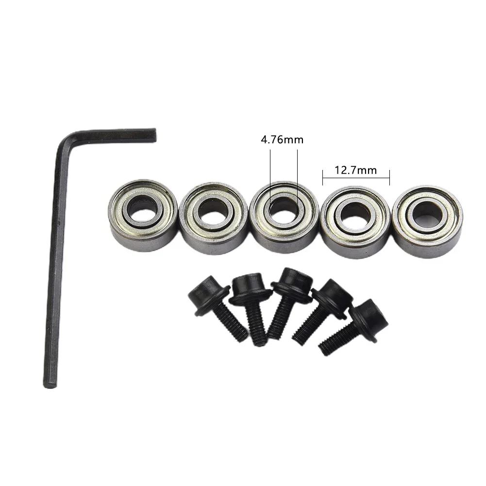 Router Bit Bearing Steel Top Shank for Milling and For Flush Trim Inner 4 76mm Outer 12 7mm Bearings and Hex Wrenches