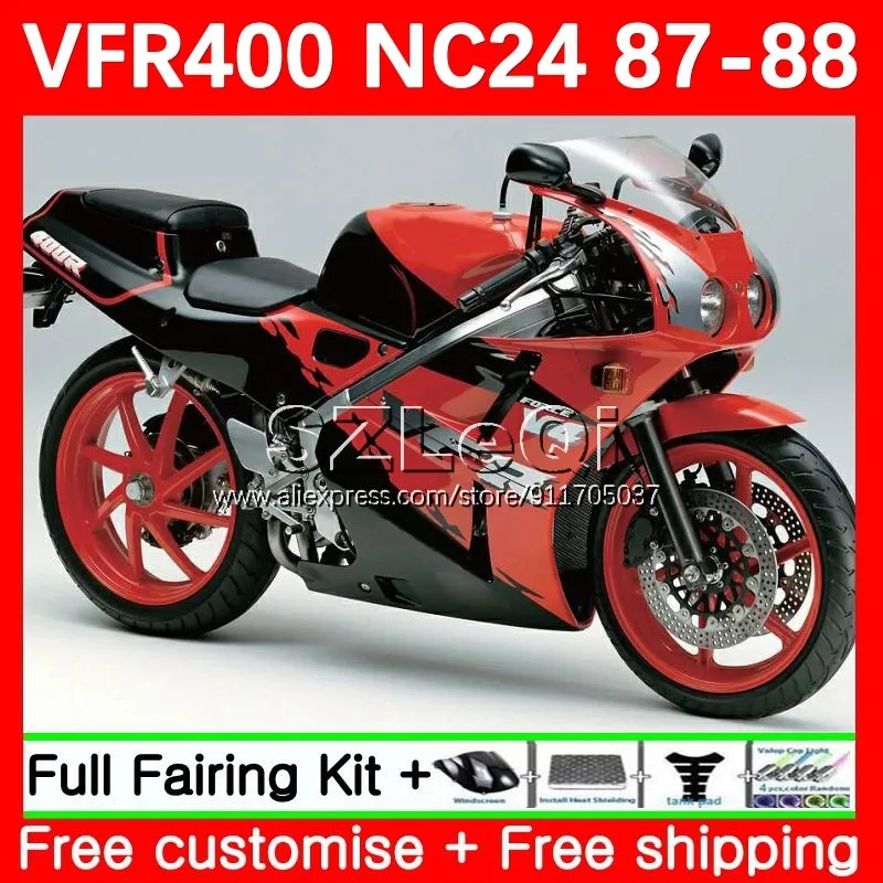 Stock red Body For HONDA VFR400R RVF VFR 400 R RR 400R CC 87 88 63No.37 VFR400RR NC24 VFR400 R V4 RVF400R 1987 1988 Fairings