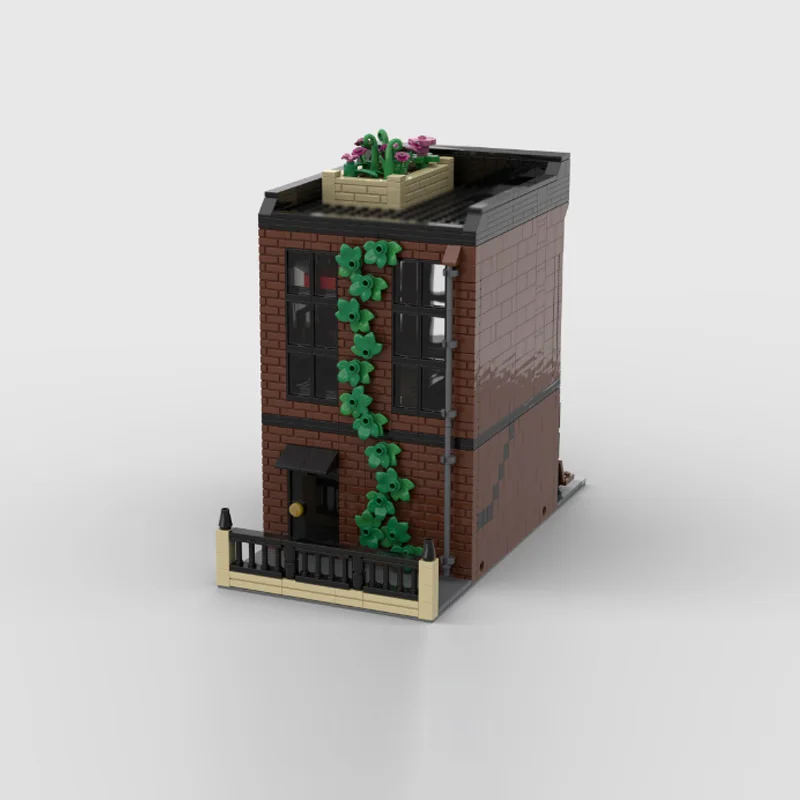 City Street View Modello MOC Mattoni da costruzione Architettura Negozio di fiori Tecnologia modulare Regali di festa per bambini Assemblare giocattoli Vestito