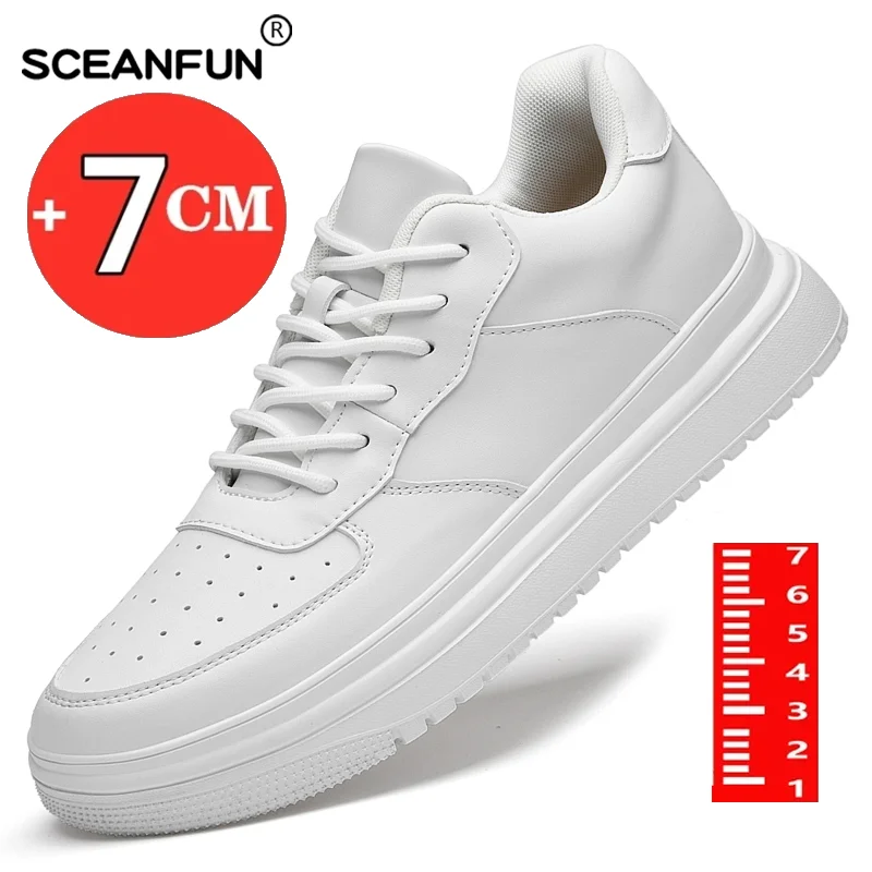 Increasing Men\'S Sneakers Elevator Shoes Inner Height Increasing 7CM Summer Tennis Men Sports Heighten Increased High Quality