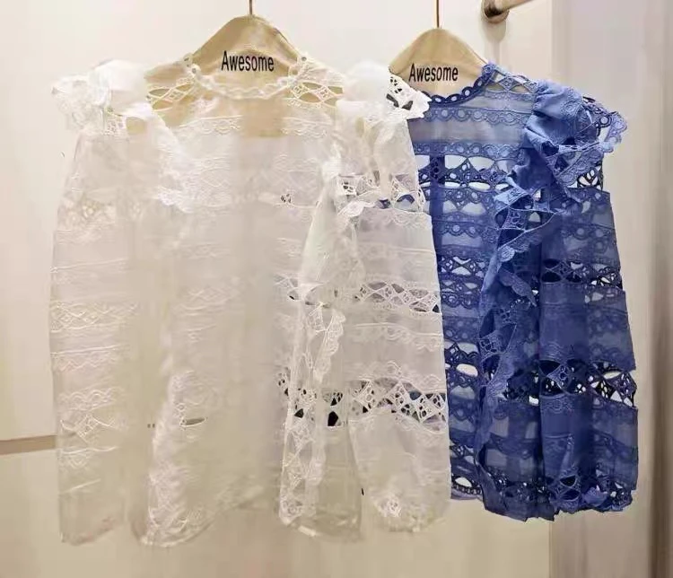 

Новая женская шифоновая блузка с длинным рукавом, свободного кроя, с узлом, кружевом и полосками, круглый вырез, премиум-качество, повседневный стиль