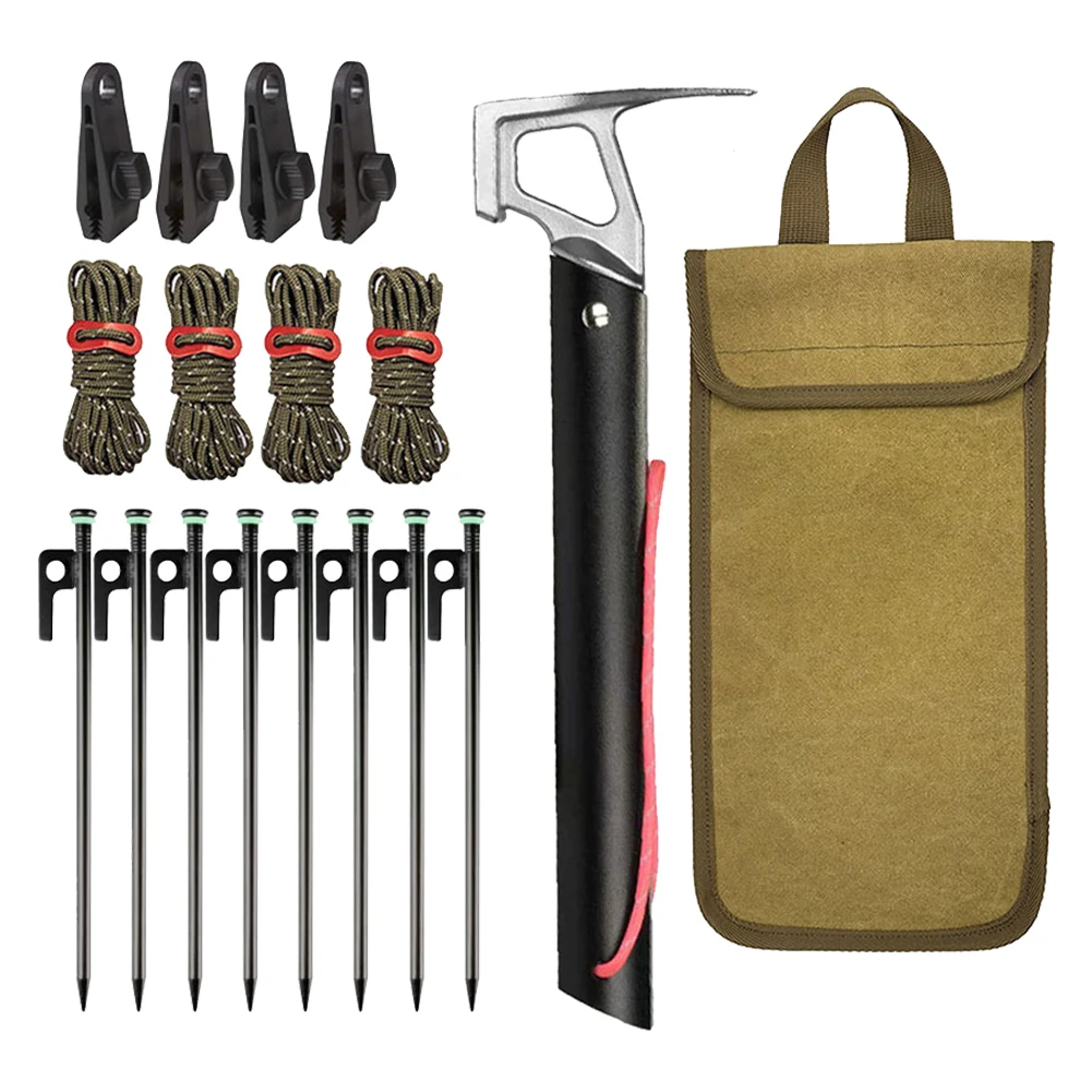 18 قطعة 11.8 بوصة خيمة معدنية حصص مع عاكس التخييم حبل التخييم خيمة ترحال اكسسوارات للتخييم التنزه حديقة الأرض