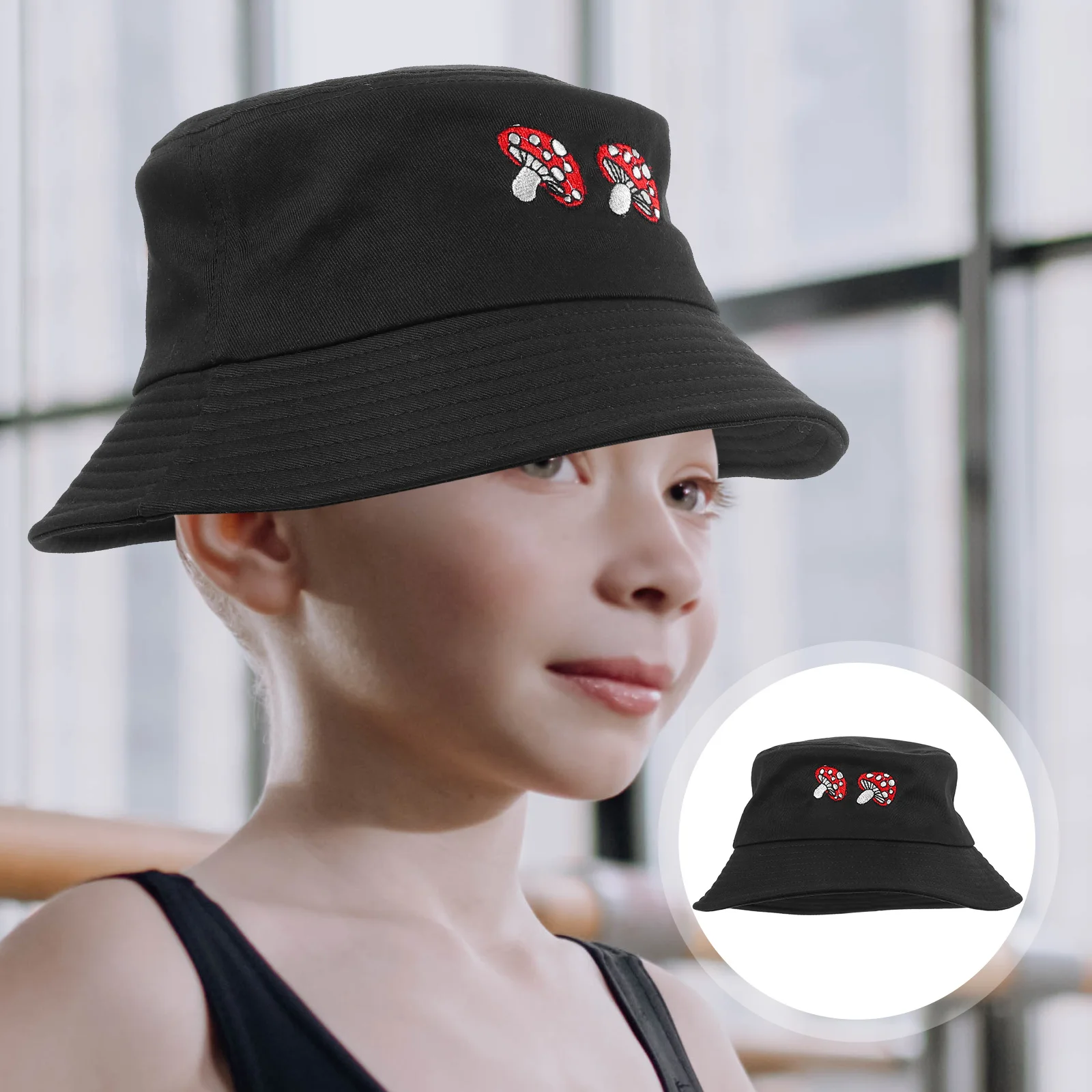 

Summer Sun Protection Hat Lightweight Breathable Cotton Bucket Hat for Women Travel Beach Outdoor Fishing Mushroom Decor