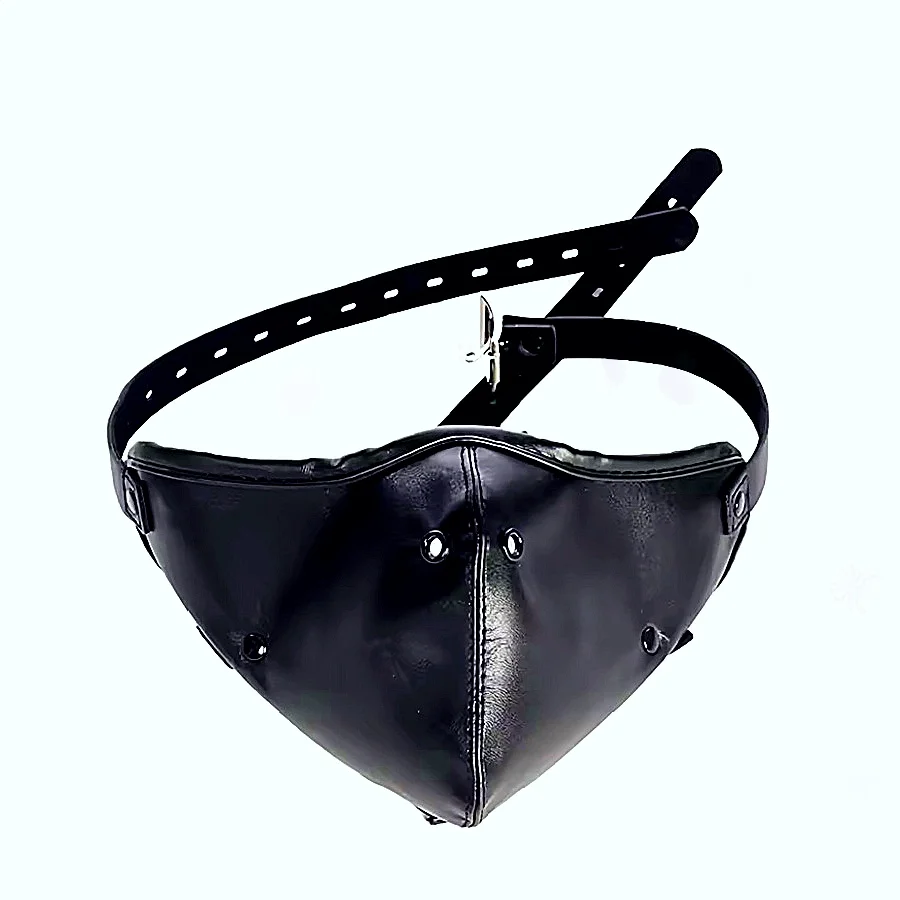 قناع جلدي قابل للتعديل مع كمامة الفم وBDSM عبودية الرقيق الكرة المكونات يخلق لعبة الجنس التدريب السوداء القابلة للتنفس للنساء #5