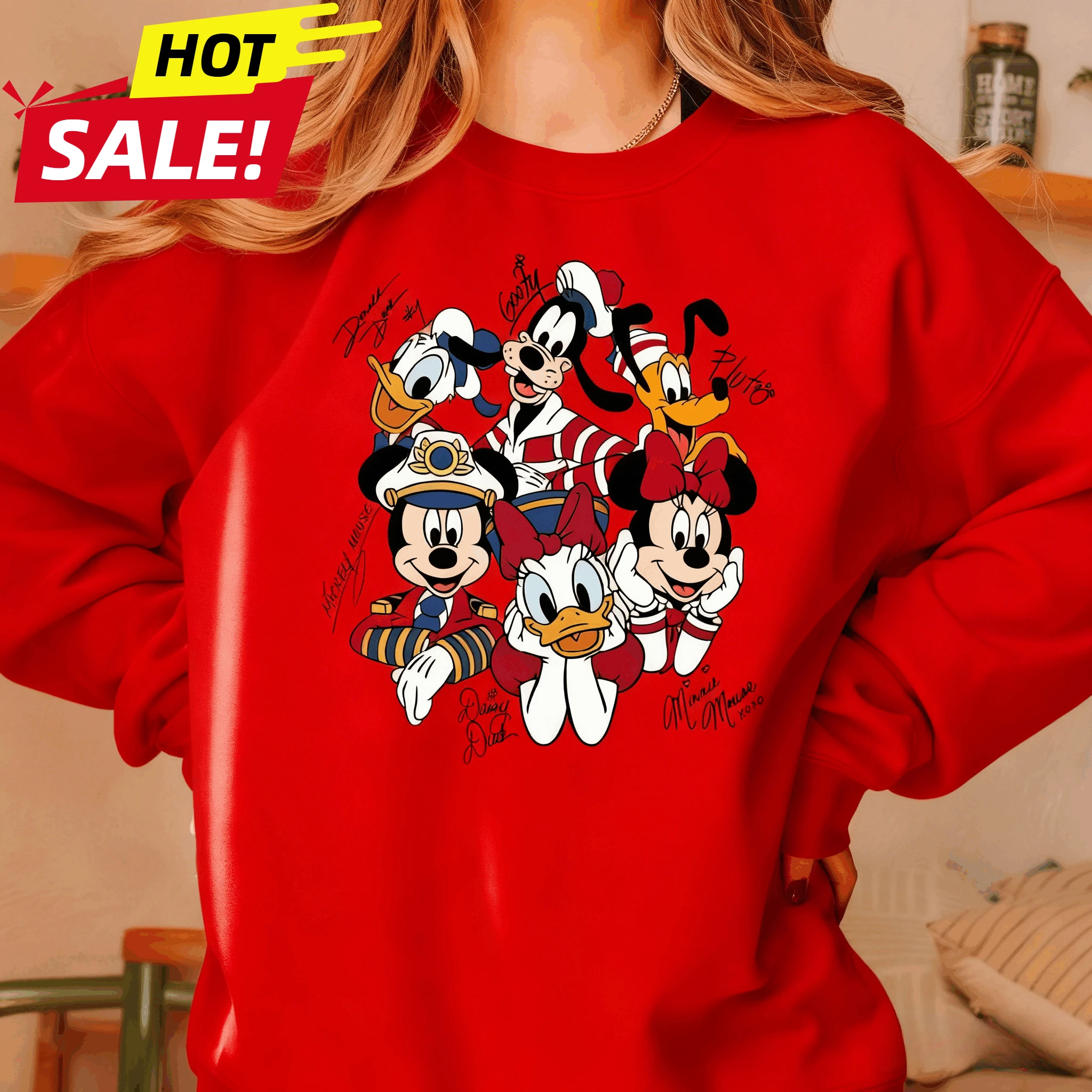 Disney minnie mickey menino menina inverno tripulação pescoço camisola família pai-filho oversized das mulheres dos homens oversized hoodie mangas compridas topo