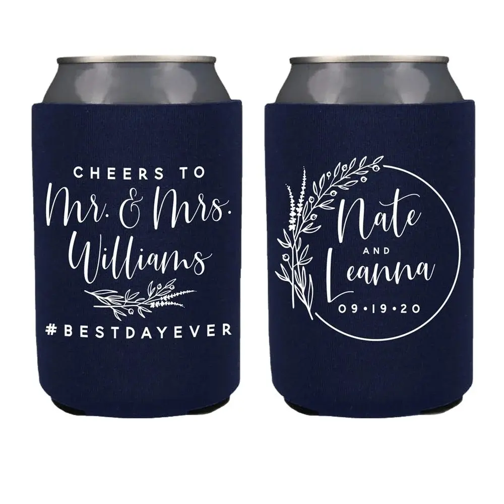 

Neoprene Wedding Can Cooler #140N - Cheers to The Mr and Mrs - Custom - Wedding Favors, Can Coolers, Wedding Favor, Beer Holder,