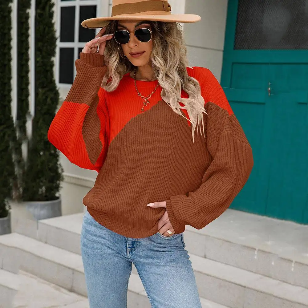 

Spring 2025 Women's Knitted Sweater Batwing Long Sve round Ne Color Blo Hoodie Cotton 00% Color Casual Faion