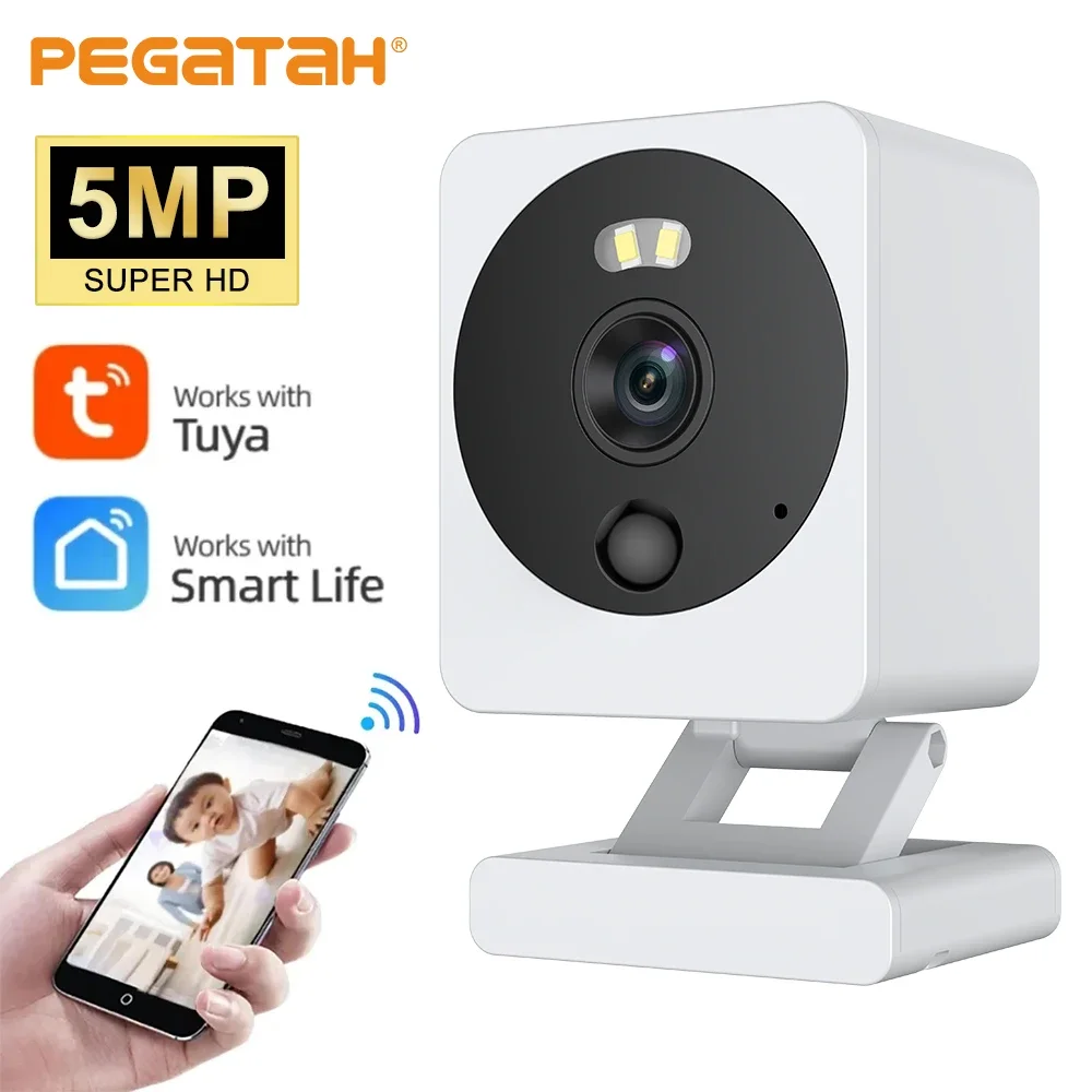 

New Tuya Wifi Security Camera 5MP Baby Monitor Smart Life Home Outdoor Color Night Vision Wireless CCTV Two Way Audio AI Detect