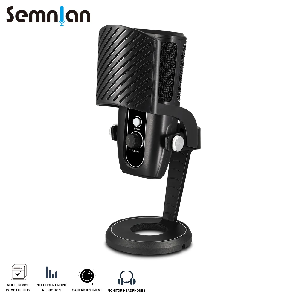 

SEMNLAN USB Streaming Microphone with Pop Filter,Condenser Mic Set with Tap-to-Mute&Vol Control for PC,Recording,YouTube-LM22