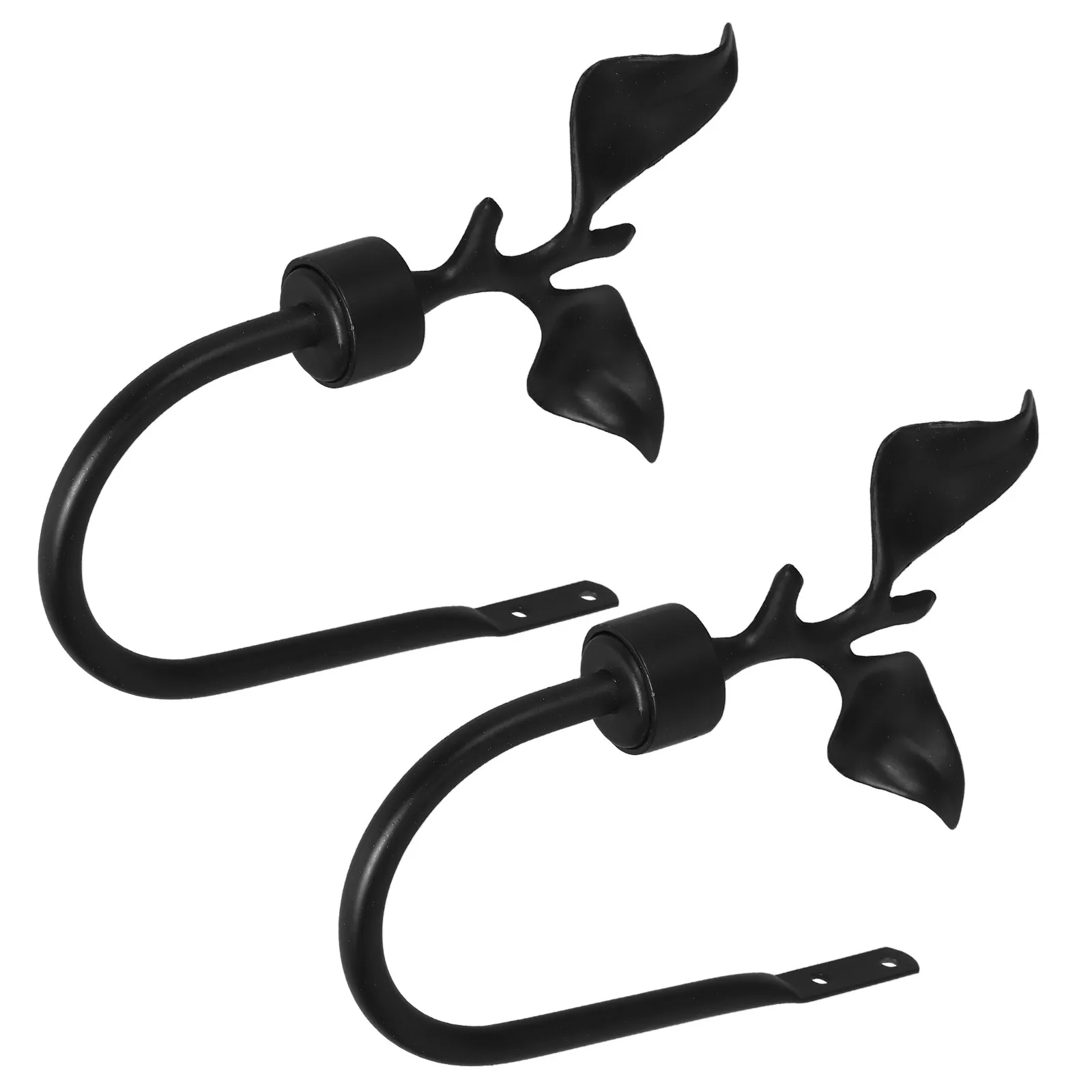 2Pcs Curtain Hooks Leaf Shaped Metal Wall Mount Curtain Holdbacks Tieback Drapery Hooks Home Window Decor Wall Hook