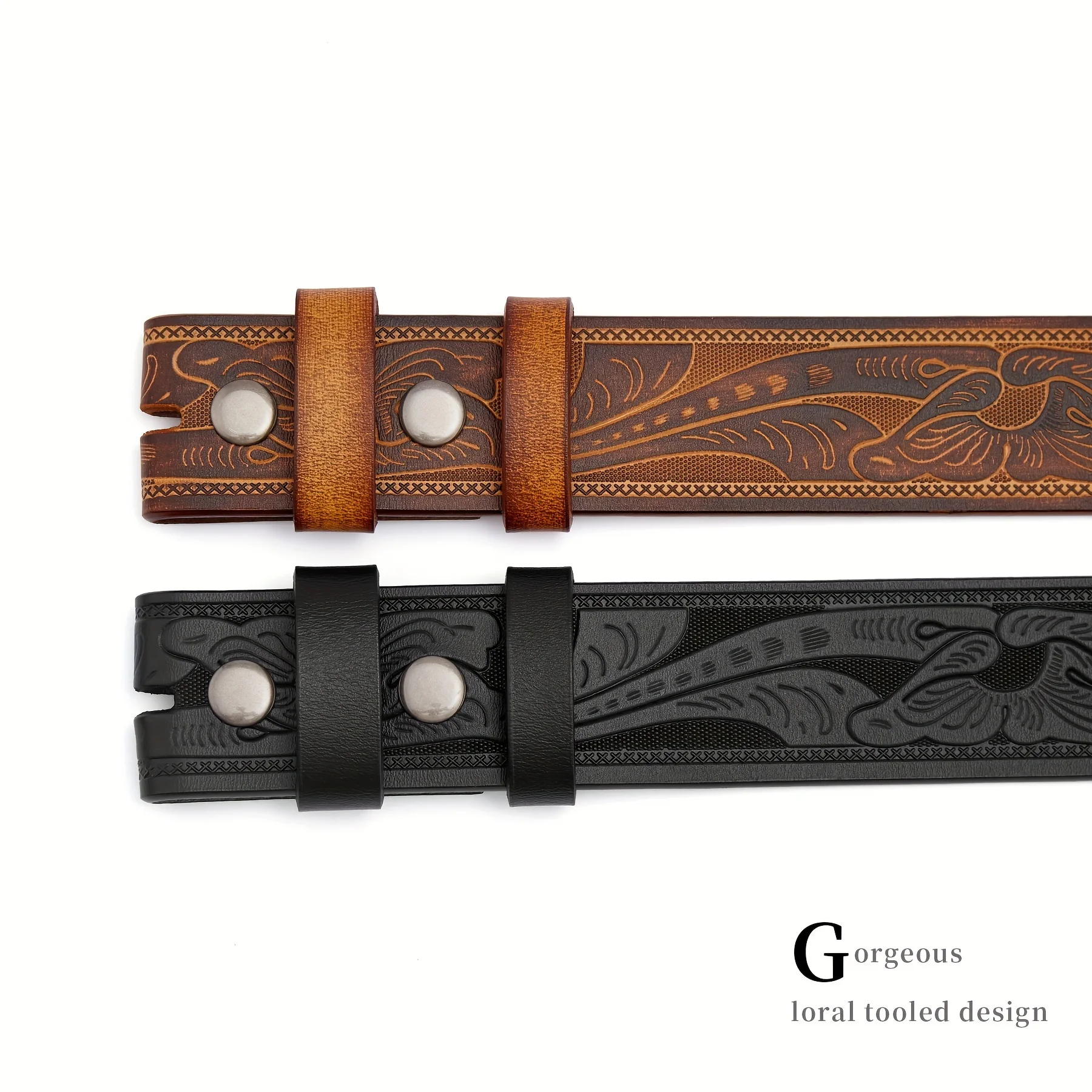 Genuine Leather Vintage Belt No Buckle Embossed Cowhide Without Buckle Men Strap Male Western Cowboy Belts