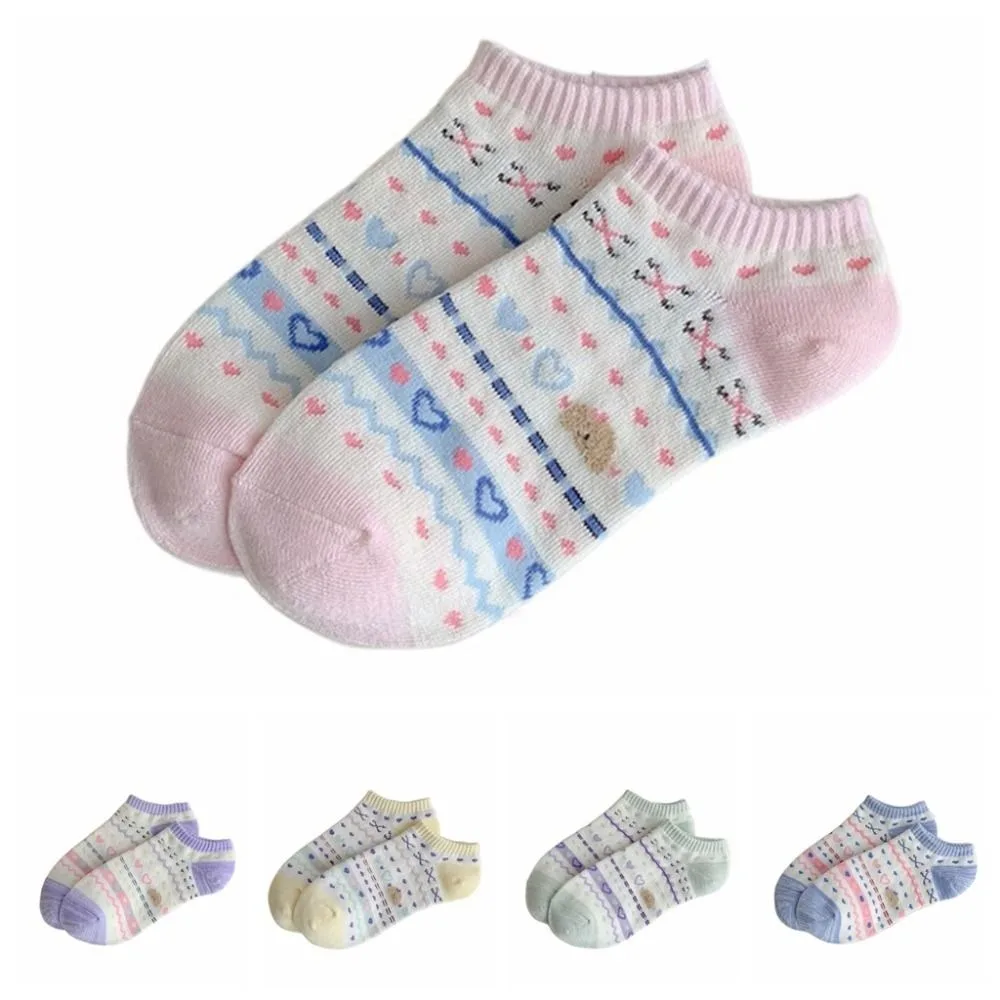 

5Pairs Cute Candy Color Heart Short Socks Ins Style Lolita Sweet Ankle Socks Female Hosiery Breathable Socks Women Girl