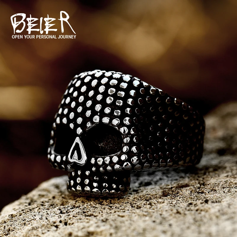 Beier Punk ring  316L Stainless Steel Polished Satan Skull difference color Personality Fashion Jewelry BR8-011