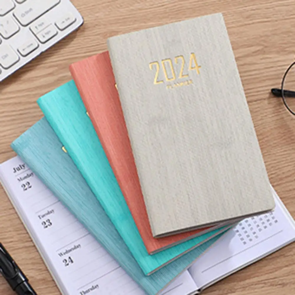 Study Planner Notebook 2024 Planner Notebook Set with Fake Leather Cover Thick Paper Weekly/monthly Calendar for Home Office