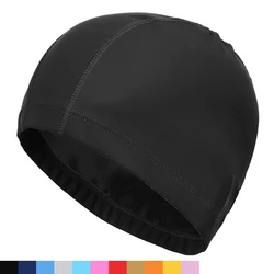 PU Fabric Swimming Cap Men Women Waterproof Swim Pool Hat Water Sport Protect Ears Long Hair Bathing Caps Plus Size for Adults