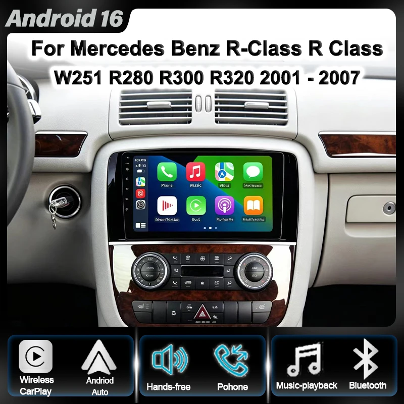 Android 16 Car Radio For Mercedes Benz R Class W251 R280 R300 R320 R350 R63 2005-2017 Lettore Video Multimediale Auto CanPlay 4G