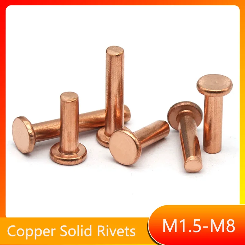 GB109 M2 M2.5 M3 M4 M5 M6 M8 Copper Flat Thin Round Head Solid Rivet Hand Percussion Punch Self-plugging Fixed Rivets