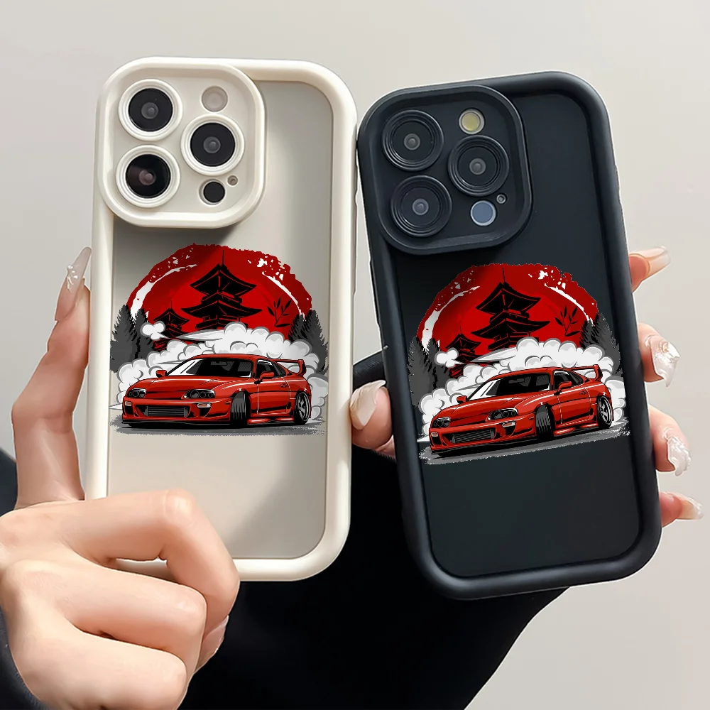 1 STÜCK Coole Auto T-ToyotaS GR S-Supra Handyhülle für iPhone 16 15 14 13 Pro Max 11 12 Plus Schwarze Silikonhülle