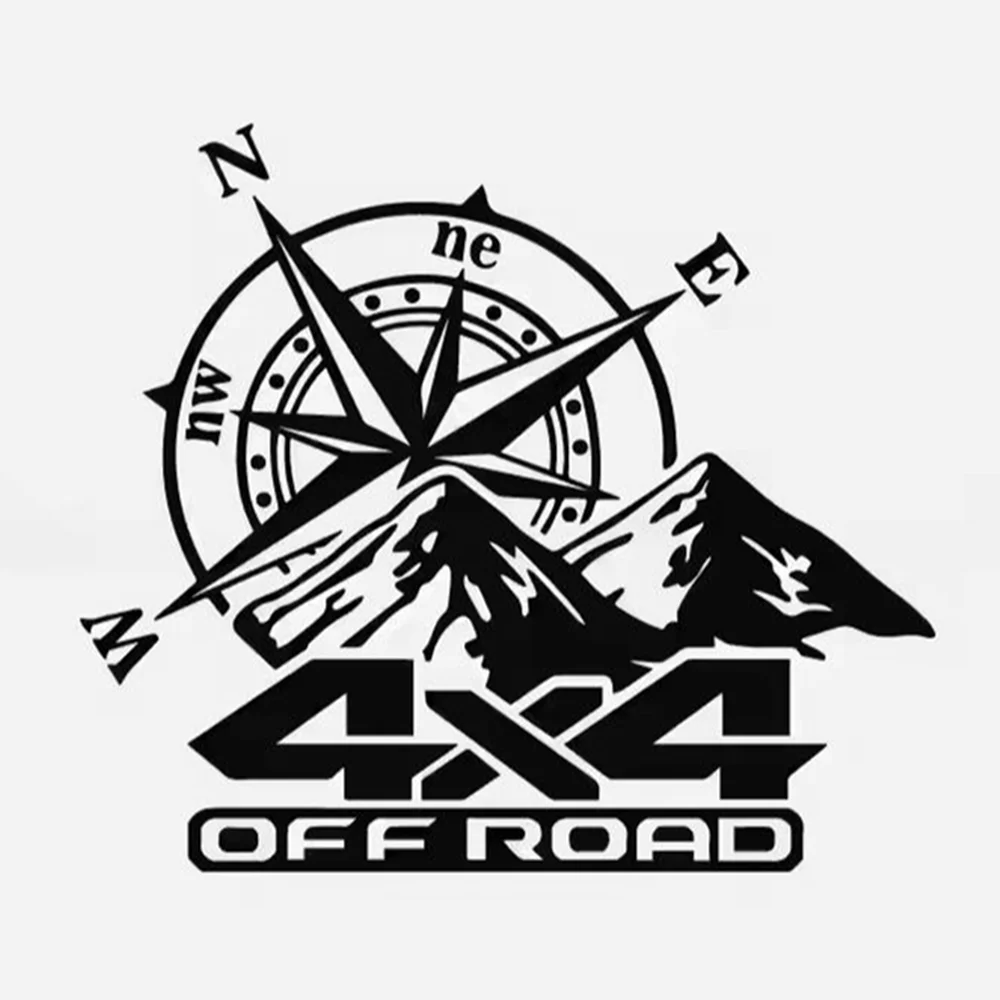 

Off-Road Mountain Compass Vinyl Decal, Adventure Theme Cartoon Sticker for SUV Jeep Pickup Truck Motorcycle Laptop,