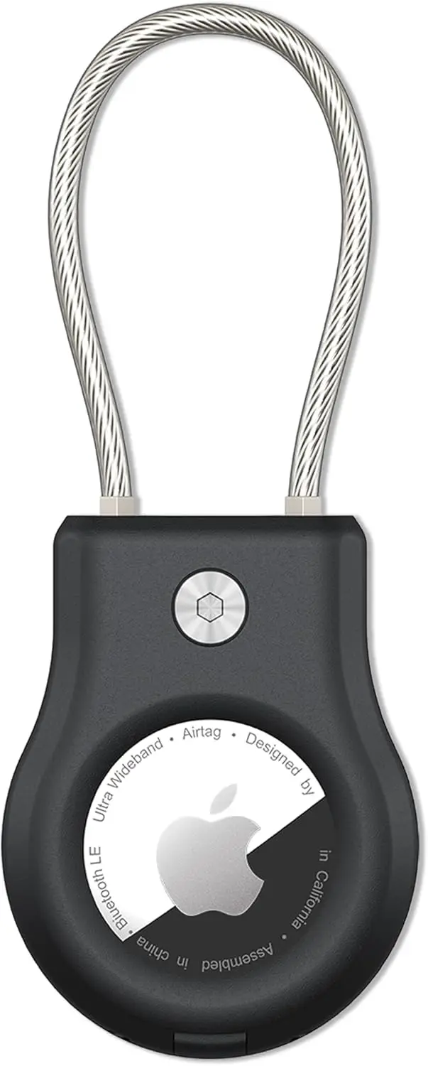 

Secure Airtag Holder Keychain with Wire Cable, 360° Protective Case for Keys, Luggage, Backpack