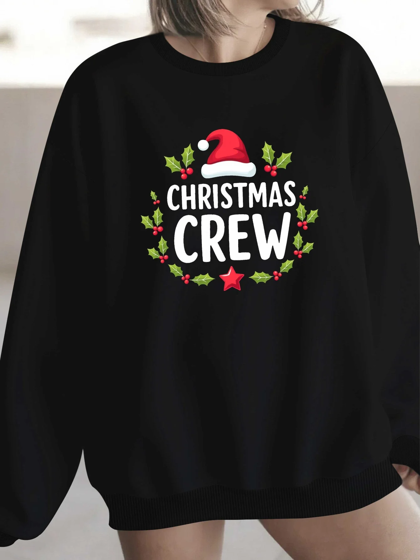 

Women's Christmas Holiday Graphic Print Sweatshirt - Cozy Casual Crewneck Sweater with Festive Winter Sweaters for Fall & Winter