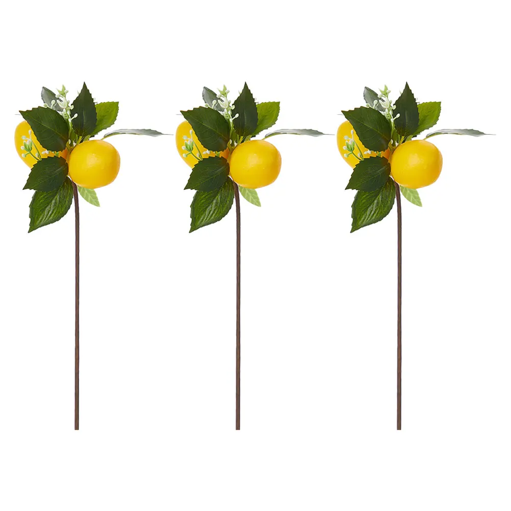 

3Pcs Simulated Lemon Branch Artificial Lemons Picks DIY Napkin Rings Decorative Vase Home Party Table Decor Fake Lemon Bunch
