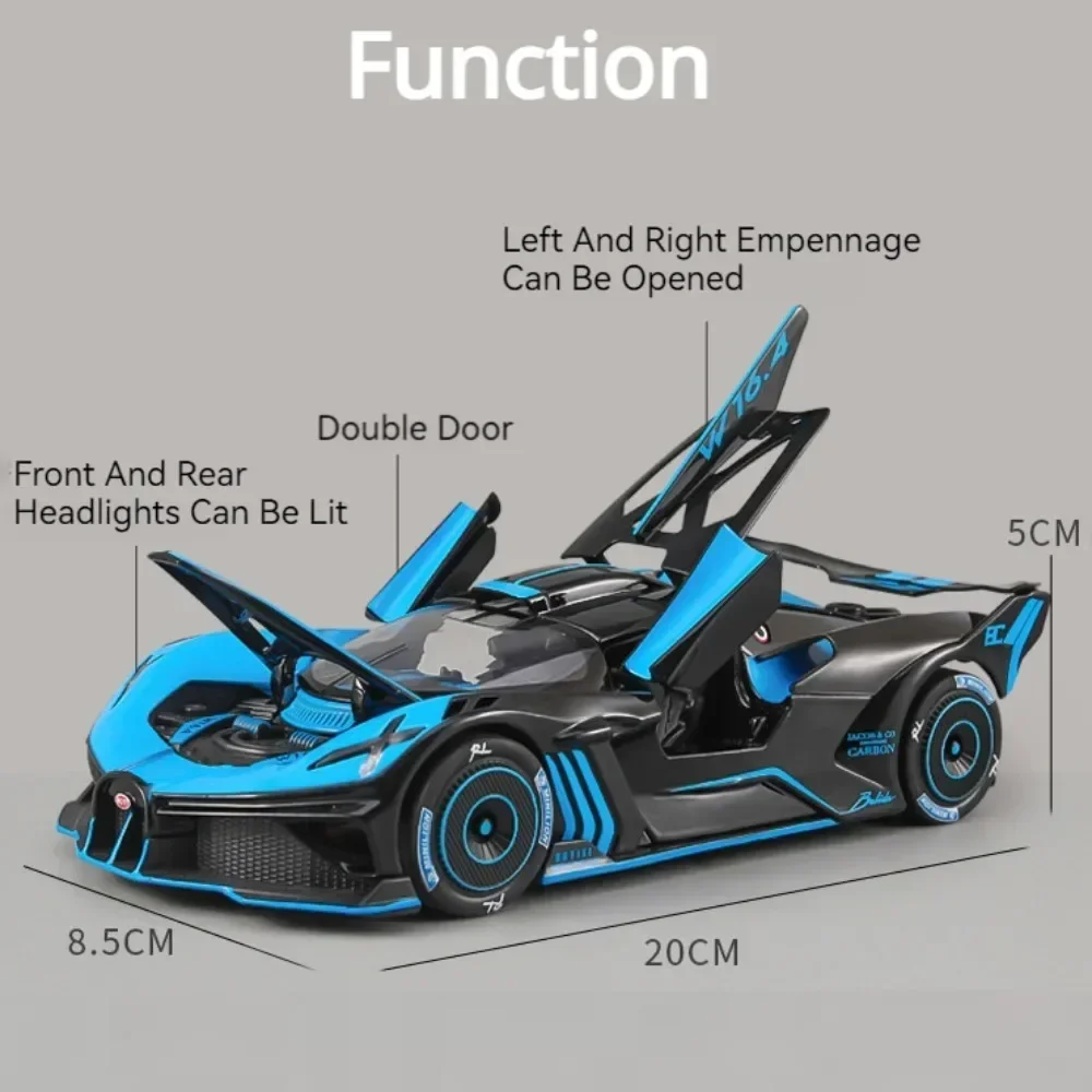 Revuelto Bolide-modelo de coche deportivo para niños, escala 1:24, juguete extraíble con luz musical, supercoche en aerosol, puertas abiertas, modelos fundidos de aleación