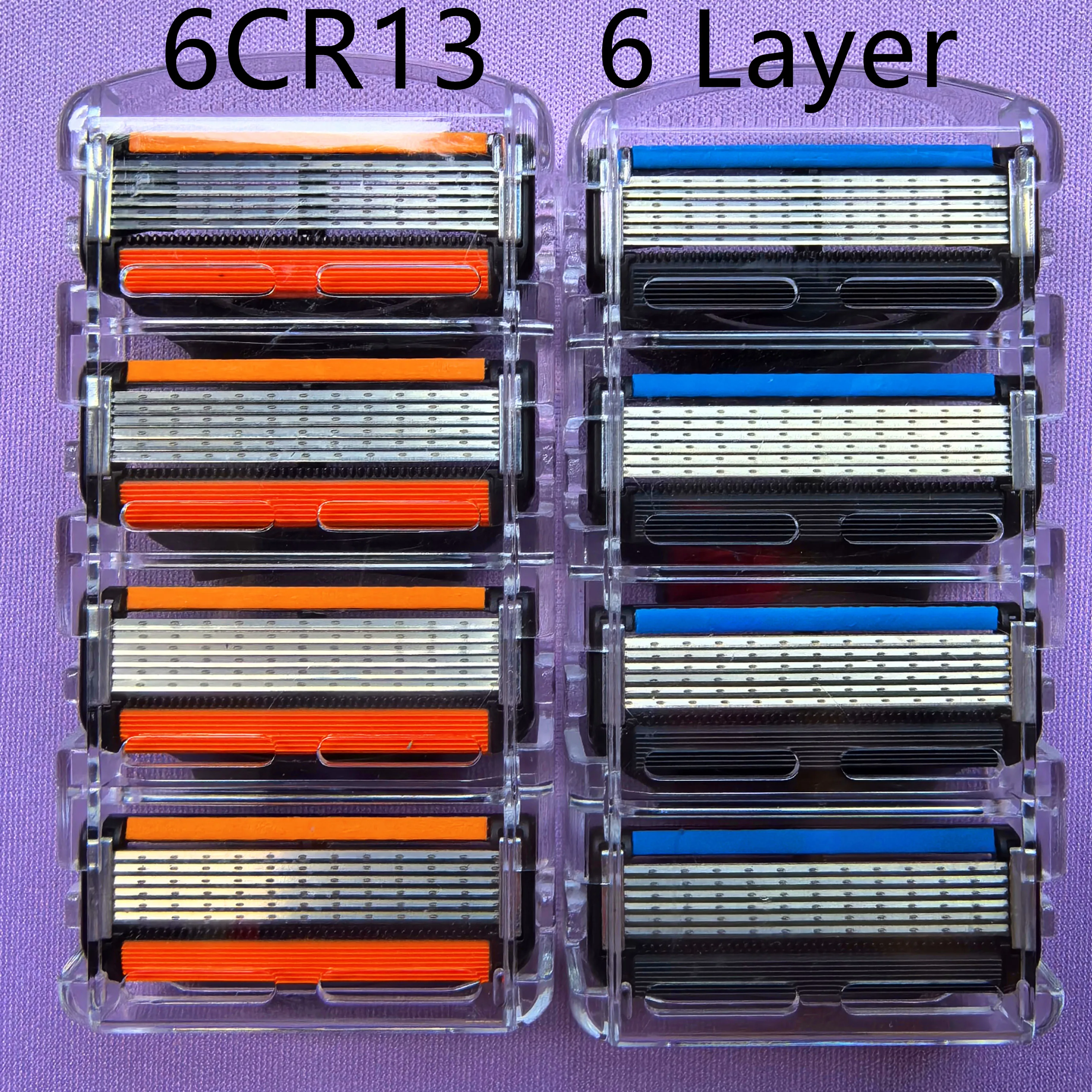 6CR13 Version 6 Layer Stainless Steel Safety Razor Blade MEN'S Razor Blade for Mach Series Replacement Refills Blades