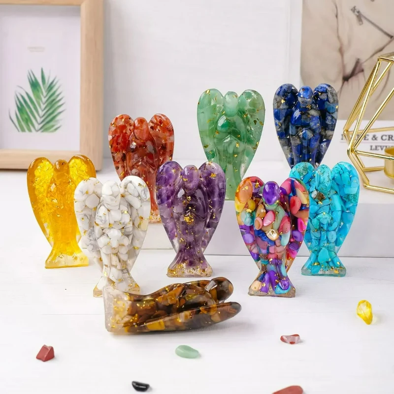 

1PC Natural Crystal Guardian Angel Figurine Amethyst Rose Quartz Colorful Healing Stone Gem Craft Gift Home Decor Ornaments New