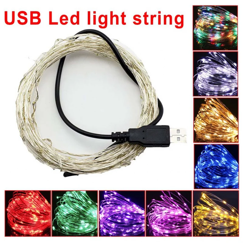 LED light rope USB String Lights Copper Wire Lamp Wedding Party Garden Fairy Street Lights