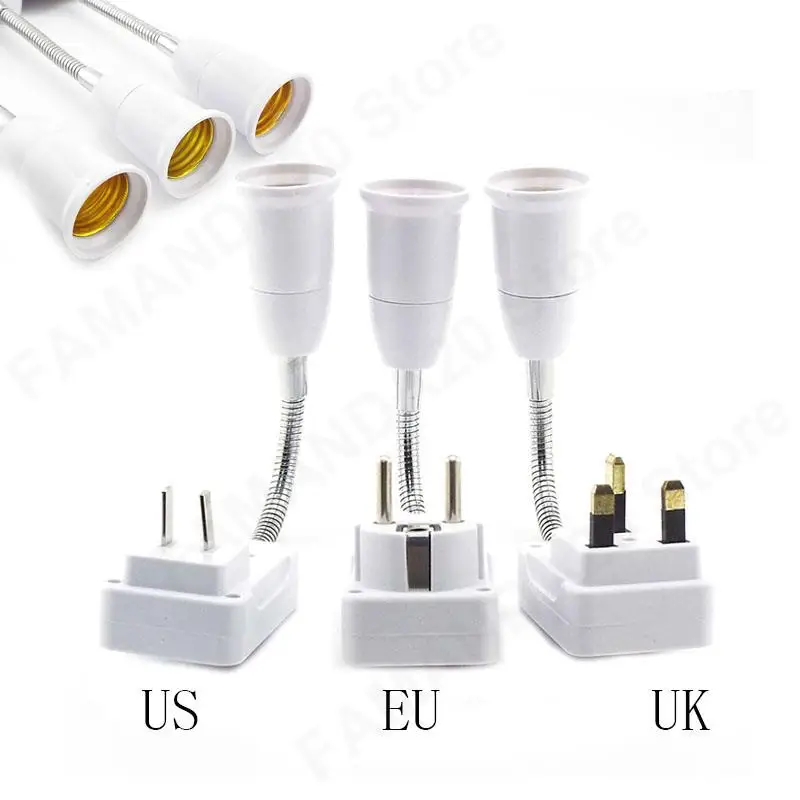 Flexible Lamp Bulb Adapter Light Bases Holder Converter On/Off Switch Converter E27 Socket EU/US/UK Plug AC 110-220V O21