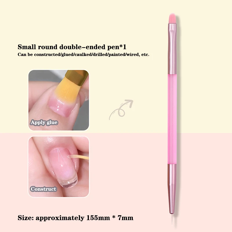 แปรงปากกาหัวสองด้านสำหรับทำเล็บ Pena ukir วาดภาพด้วยยูวีเจลต่อแปรงเล็บเครื่องมือทำเล็บแบบทำมือ