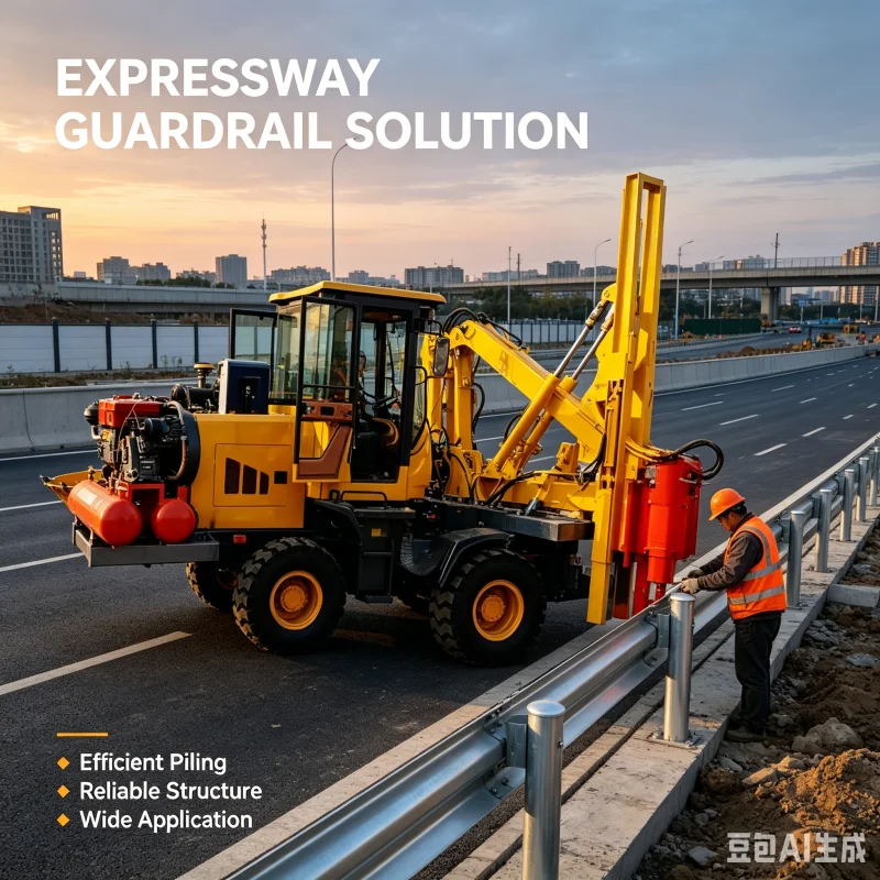 Hydraulic Motor Guardrail Pile Driver Highway Post Ramming Rig For Road Safety Barrier Construction Piling Equipment