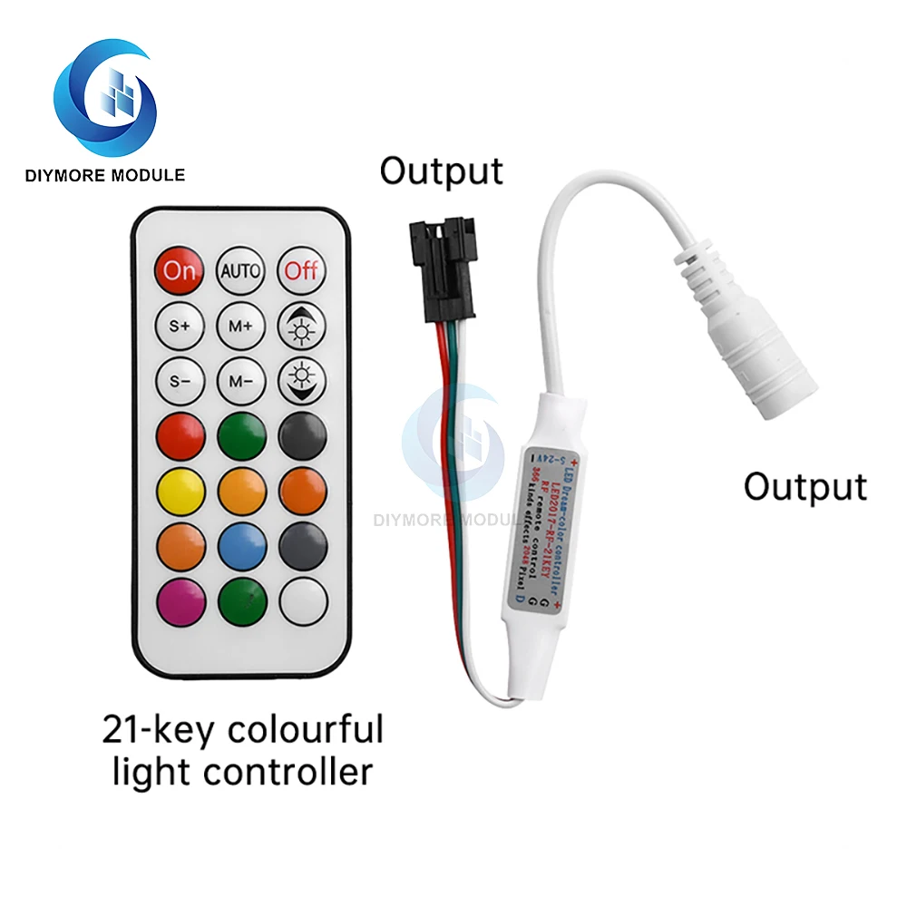 5-24V 21 Keys Phantom Color Controller Rgb Full Color Streaming Running Light Led Strip Light Controller Led Dimmer DC Head