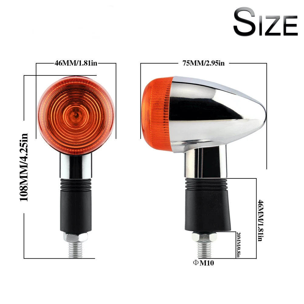 M10 Motorcycle Turn Signal Light 12V Side Direction Indicator Lamp For Honda Scooter Cruiser Cafe Racer Retro Turn Signal Lights