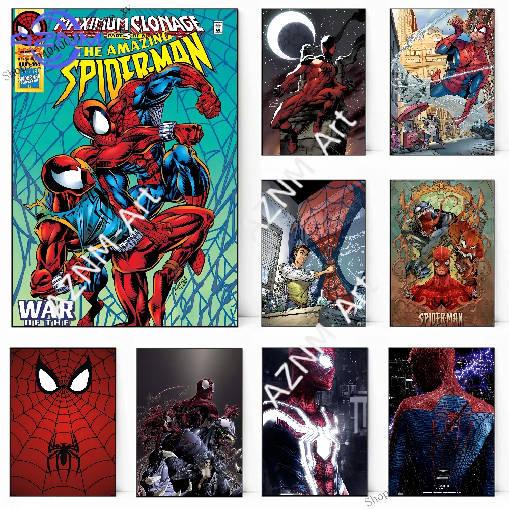 1PC Affiche de super-héros Marvel Spiderman, impression sur papier, décoration artistique pour la maison, le salon, la chambre, l'entrée, le bar, le restaurant, le café
