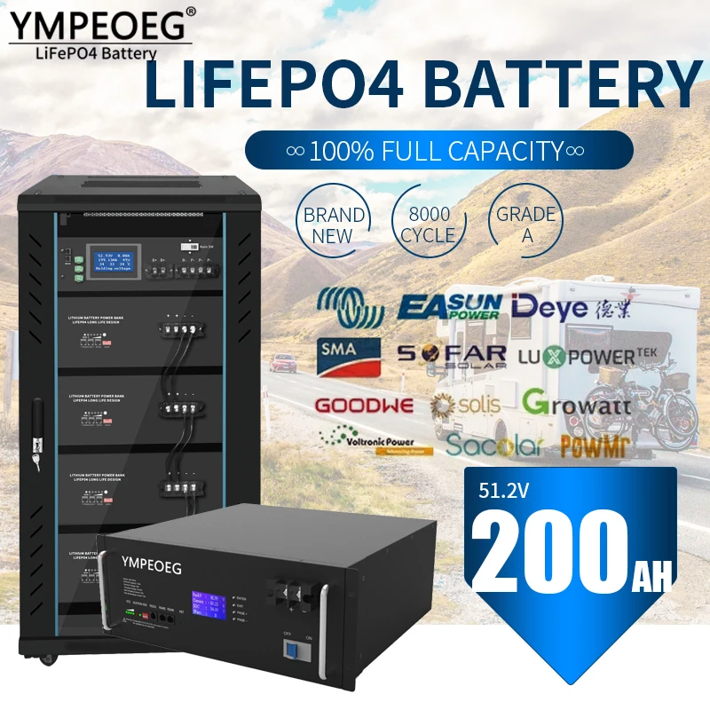

100% Full Capacity 48V50Ah/100Ah/200Ah Brand New LiFePO4 Battery Pack 10KWh 8000 Cycles 10 Years Warranty Solar Power Bank
