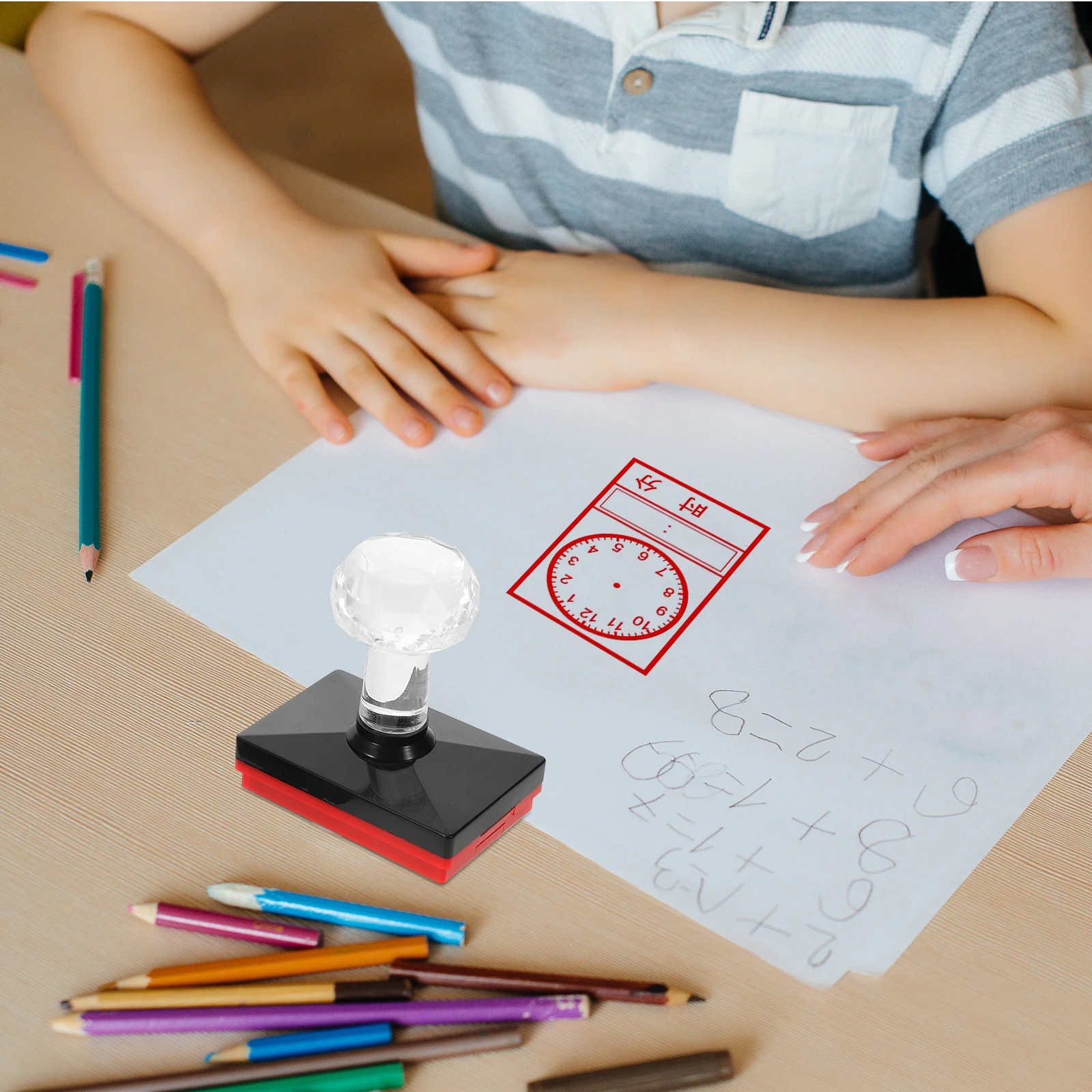 Timbre d'horloge pour enfants, sceau facial d'horloge pratique pour enfants, enseignement en classe, jeux d'apprentissage, activités de groupe, tampons de cadeaux de fête