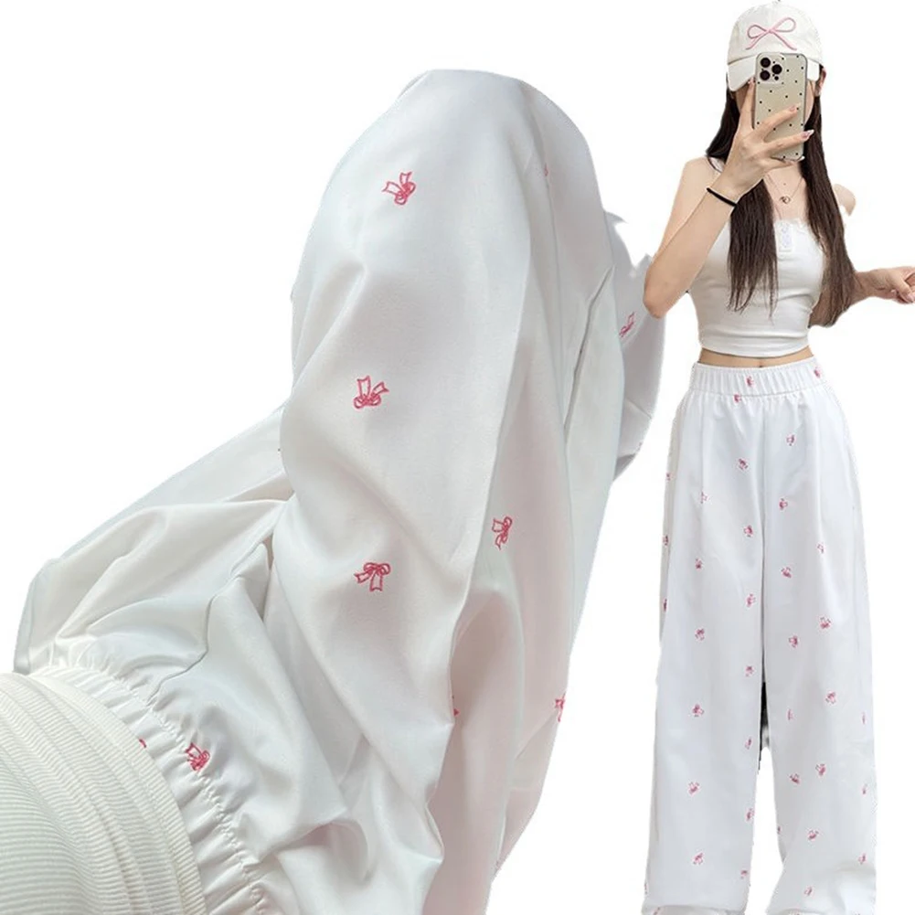 캐주얼웨어 데일리 의상 S 화이트 패션 스트레이트 팬츠 레저 스포츠 패션웨어 편안한 바지 나비 패턴 바지