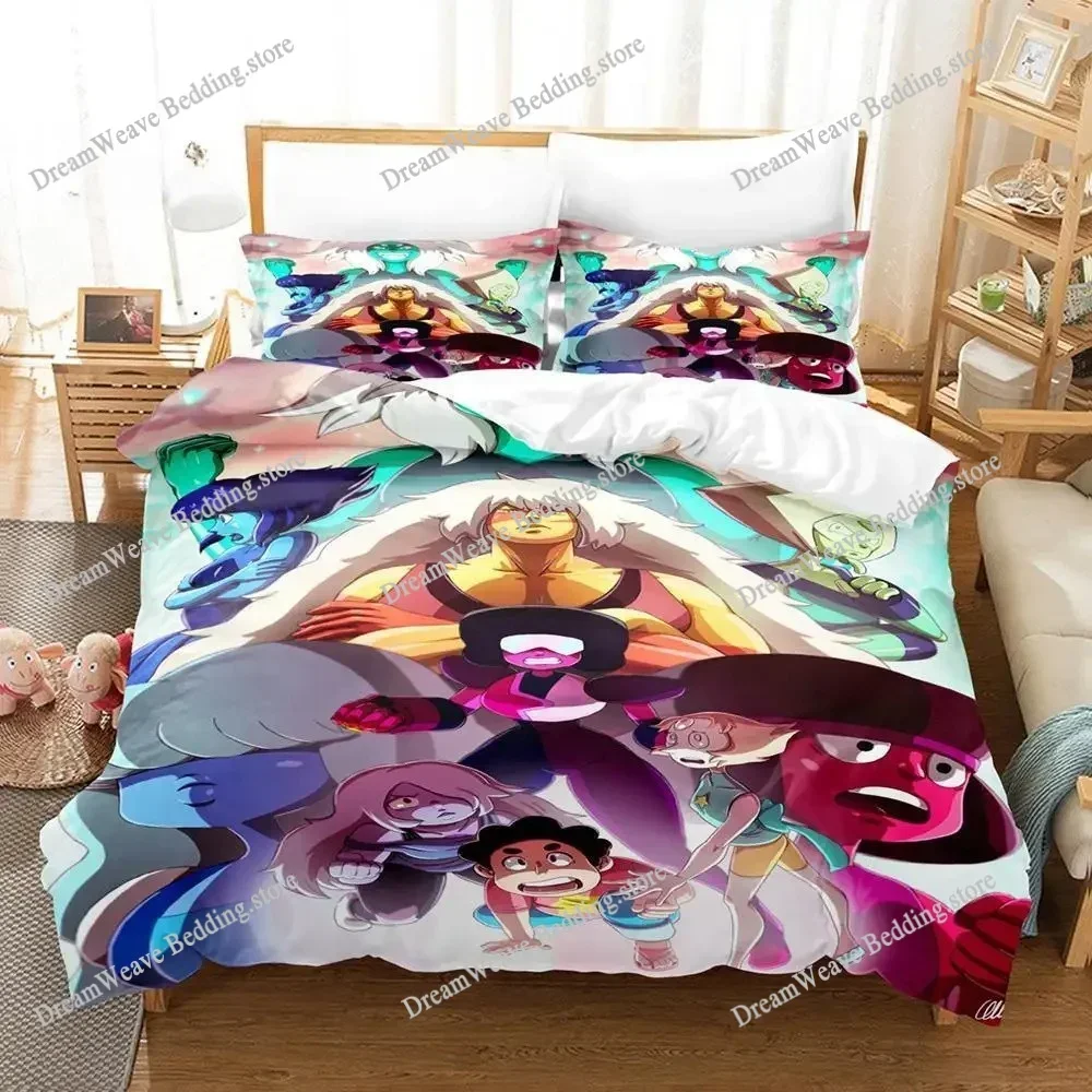 Steven Universe Luxury Bedding Set Japan Anime Cartoon Duvet Cover Set Comforter Bedspread Twin Single Size Printed Luxury Gift