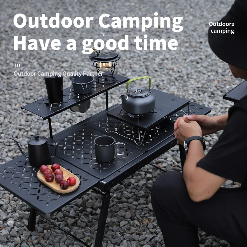 Outdoor IGT Table Lightweight Aluminium Portable Folding Camping Table Multifunctional Expansion Table Camping Equipments