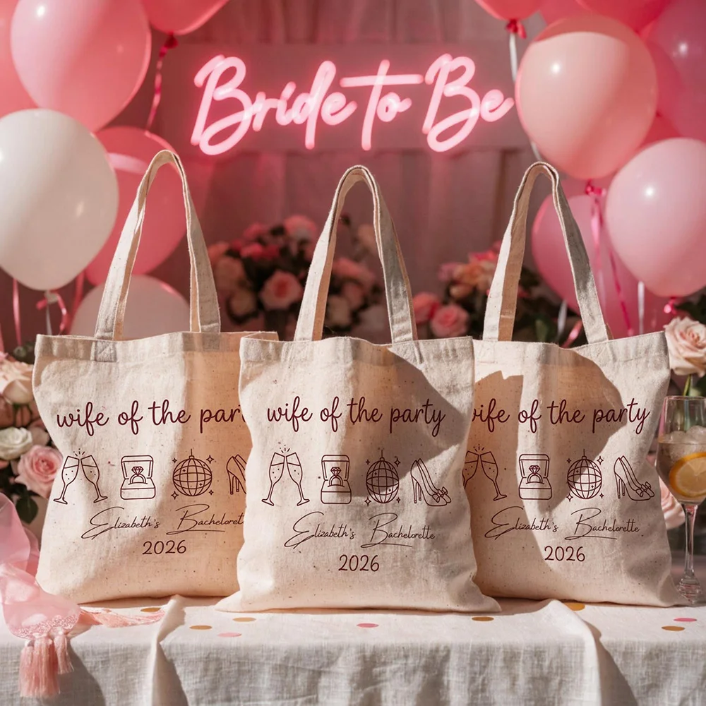 

Custom Bridesmaid Tote Bag Free Printing Maid of Honor Gift Personalized with Name Lightweight Canvas for Wedding Party Shopper