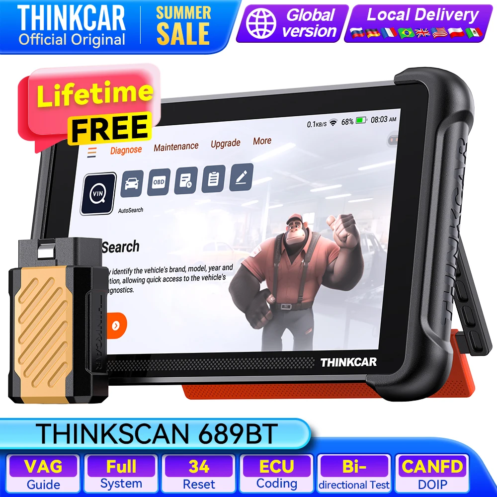 THINKSCAN 689BT Professional Auto OBD2 Scanner Full System ECU Coding Bidirectional Test Key Matching Car Diagnostic Tools