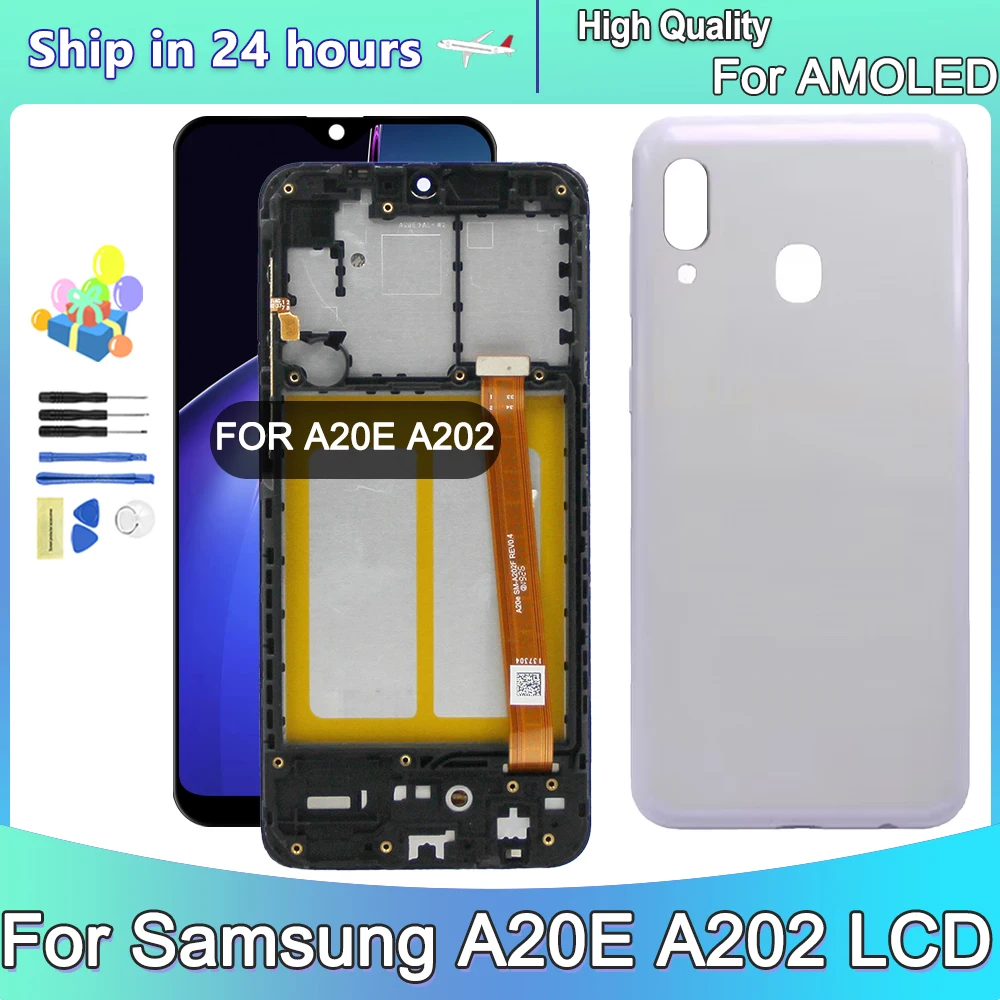 

AMOLED LCD For Samsung A20E Display With Frame SM-A202F A202DS A202F/DS LCD Screen Touch Screen Assembly