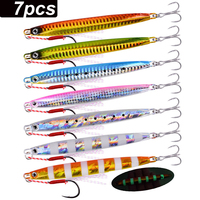 7pcs Super Slim SSZ Metal Casting Jigs 60G 40G 30G 20G 10G Shore Drag Cast Jigging Spoon Sea Fishing Lure Artificial Bait Tackle