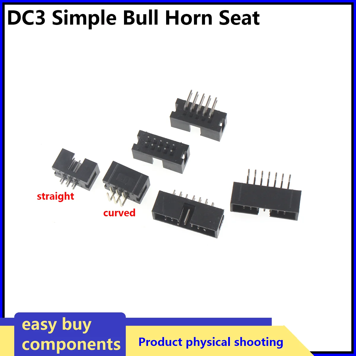 20pcs dip 6P 10P 20P 26P 34P 40P 64P PIN 2.54MM pitch MALE SOCKET straight idc box headers PCB CONNECTOR DOUBLE ROW DC3 HEADER